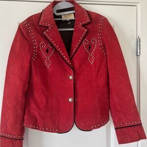 Scully Women's Red Genuine Suede Blazer with Stud Accents